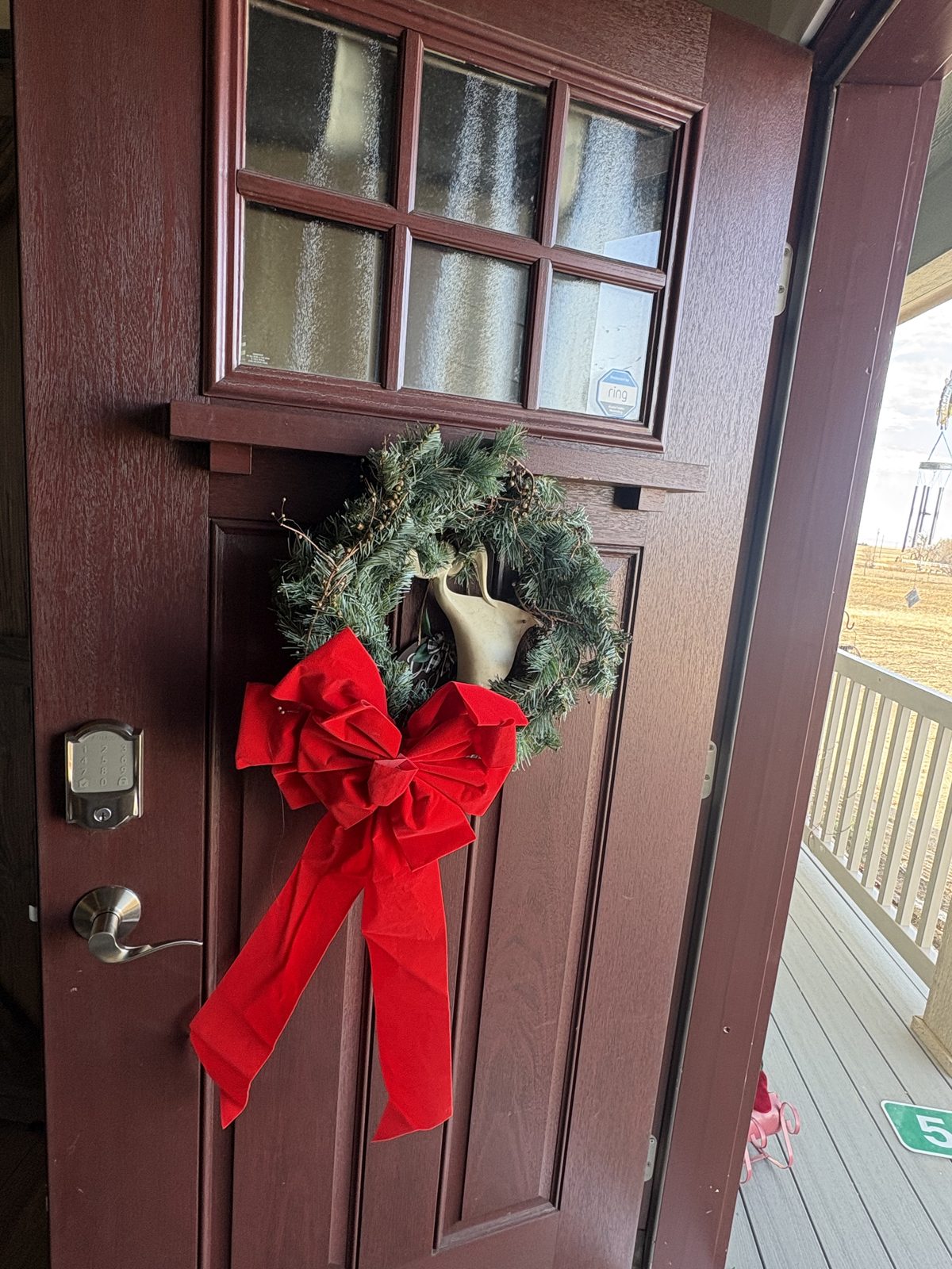 Residential smart lock installed on front door